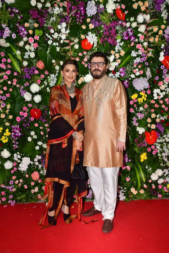 Sonali Bendre With Husband Goldie Bahl Arrived At Ekta Kapoors Diwali Party Embracing A Traditional Attire