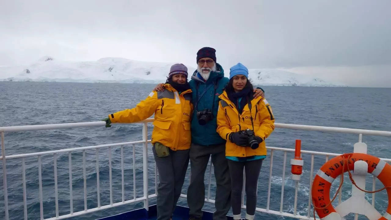 Mandeep Singh Soin and his family in Antarctica