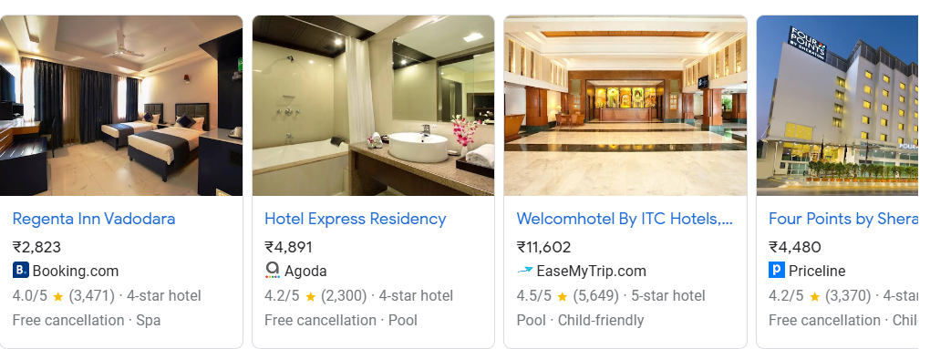 Cost of hotels in Vadodara till 15th November