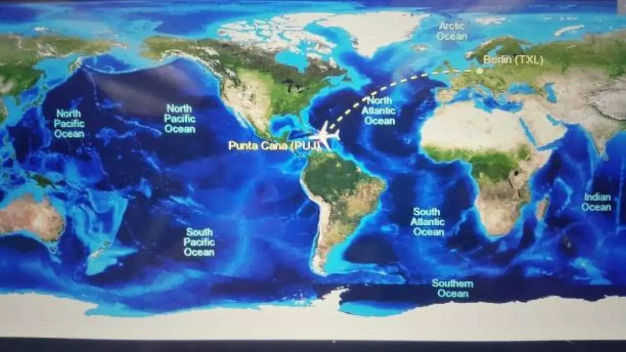 The primary reason for the curved flight path is the Earth's shape The primary reason for the curved flight path is the Earth's shape