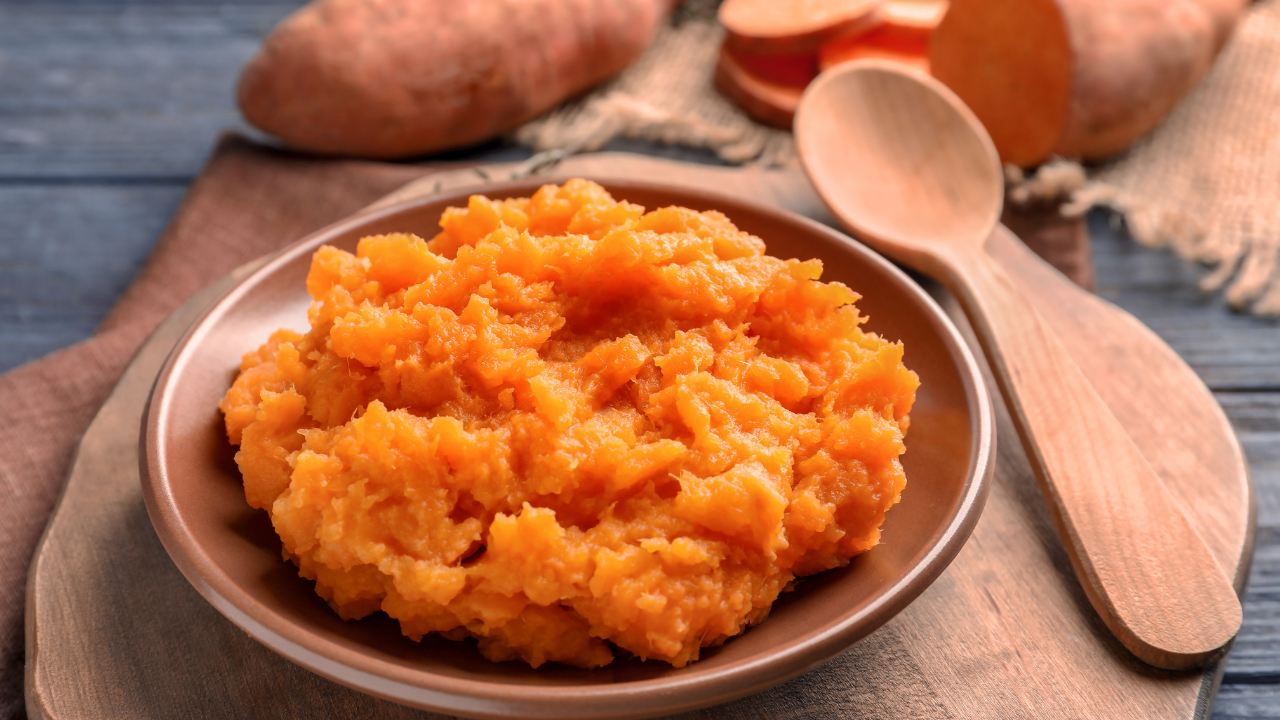 Garlic mashed sweet potatoes
