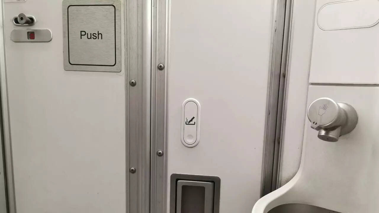 Do not touch the toilet flush button Credit Canva Do not touch the toilet flush button Credit Canva