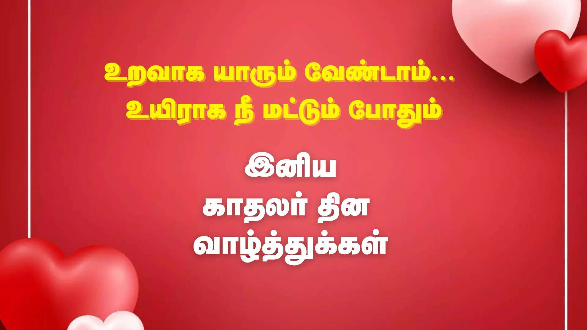 உறவாக யாரும் வேண்டாம் உயிராக நீ மட்டும் போதும்  காதலர் தின வாழ்த்துக்கள் 