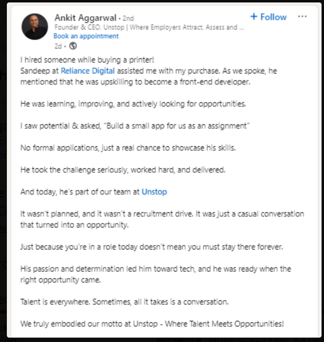 CEO in Delhi LinkedIn Post