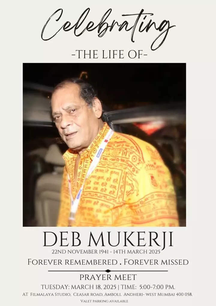 Deb Mukherjees Prayer Meet To Be Held Tomorrow Details Inside