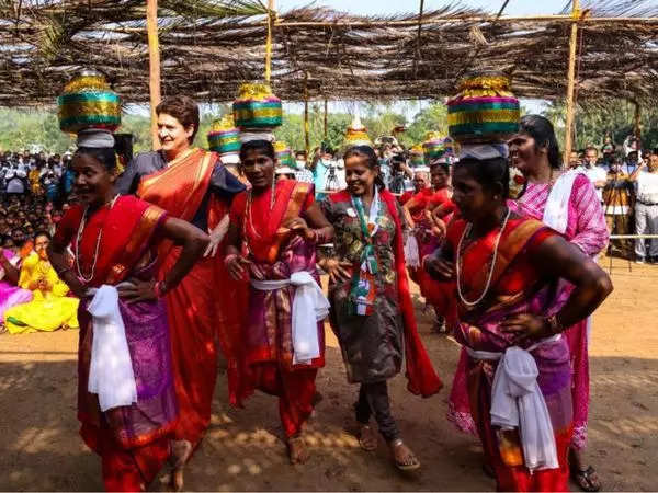Priyanka Gandhi Vadra dances with tribal women in Goa