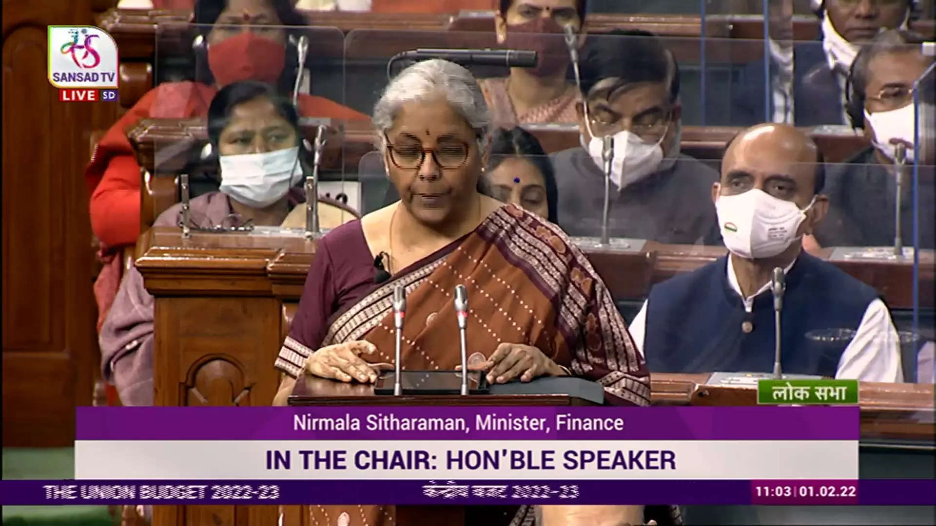 Nirmala Sitharaman presenting budget