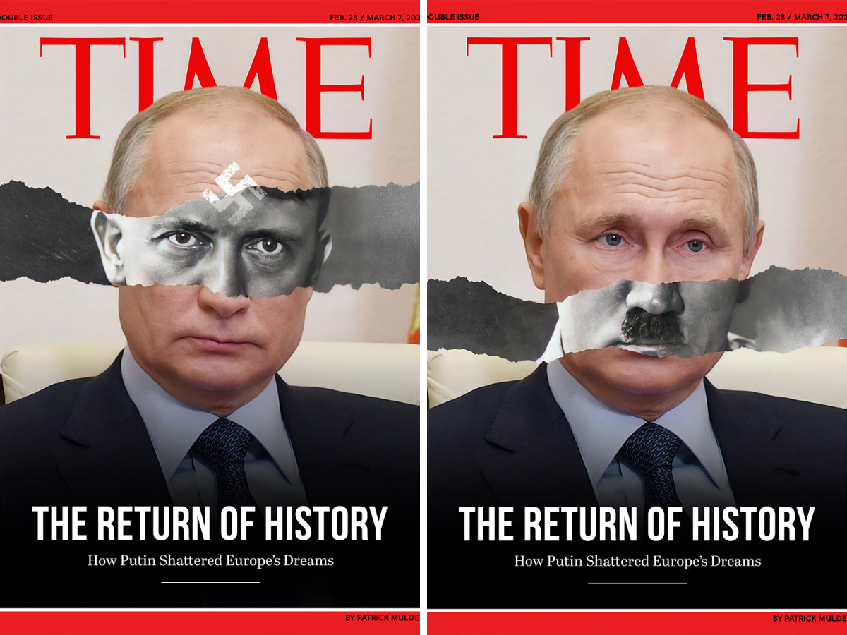 Time magazine covers showing Putin as Hitler are fake