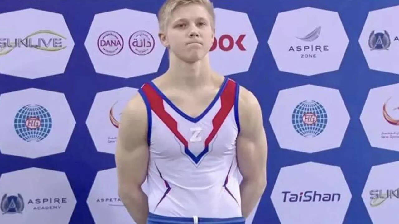 Russian gymnast Ivan Kuliak at World Cup in Doha shows his support for Russian aggression in Ukraine by wearing a T-shirt with the letter Z on it