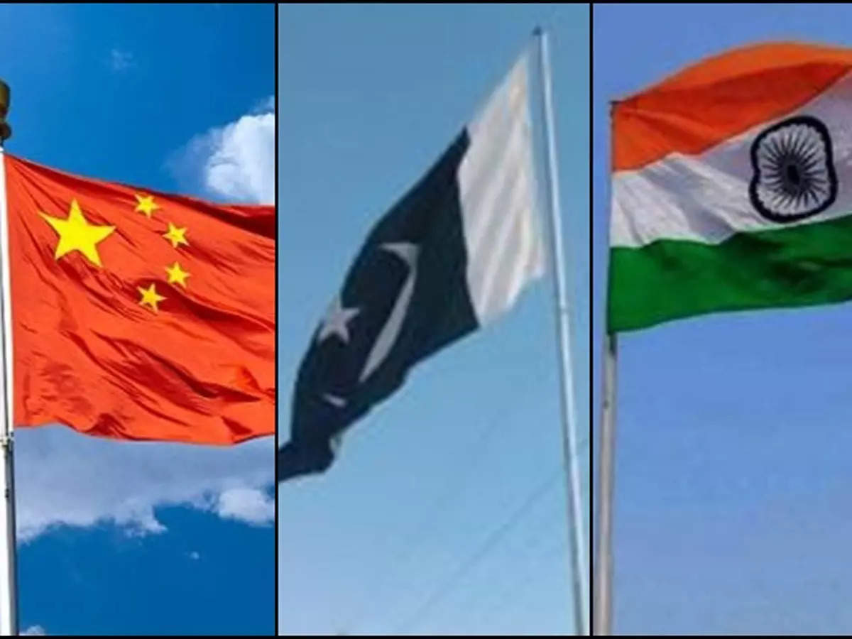 Indi china pakistan flags