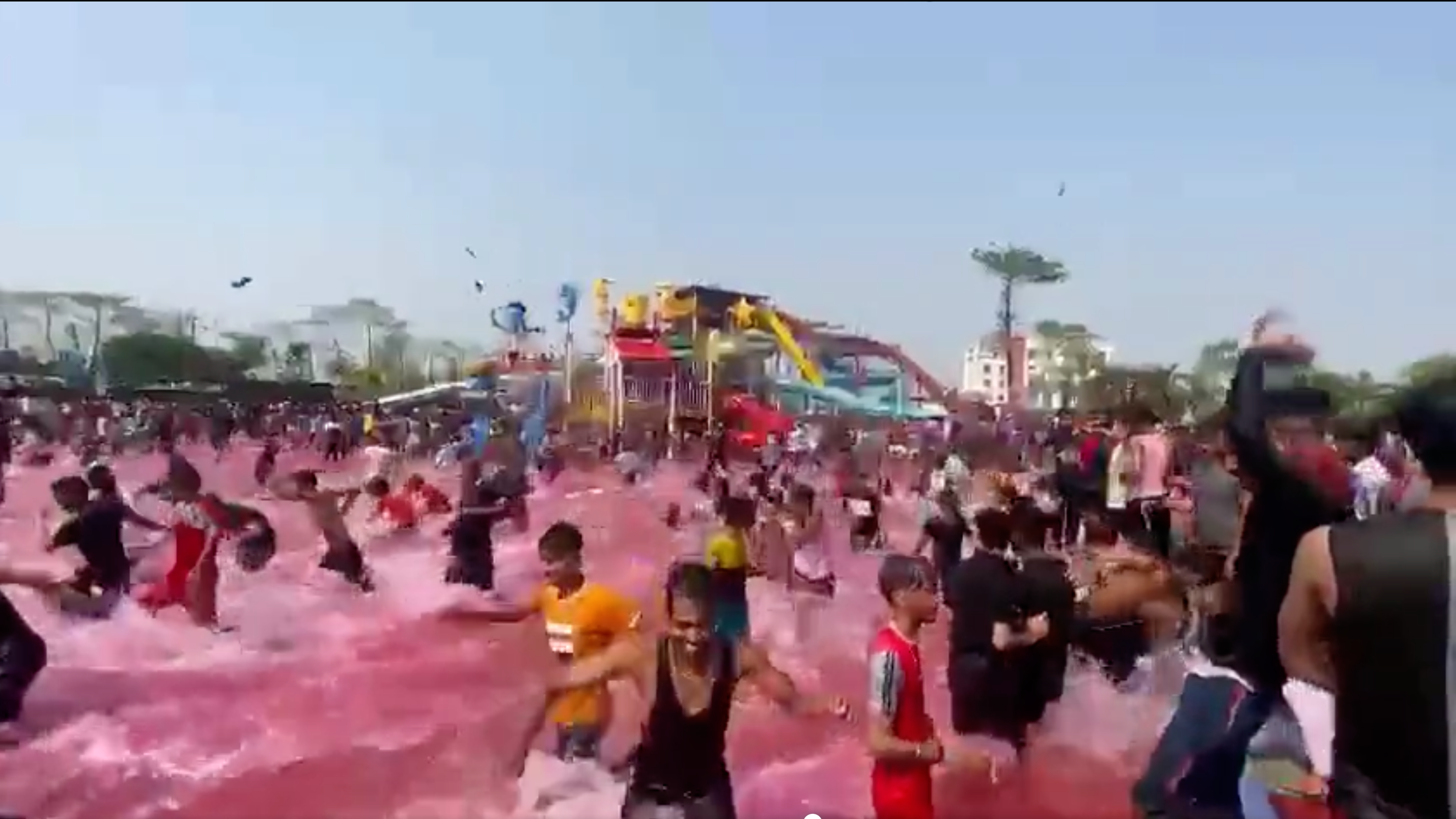 Revellers in Patna throw footwear at each other in Holi celebration | Image: Twitter