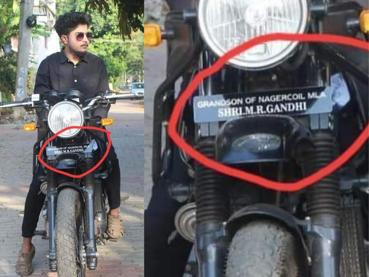 Tamil Nadu man's bike with 'Grandson of MLA' number plate