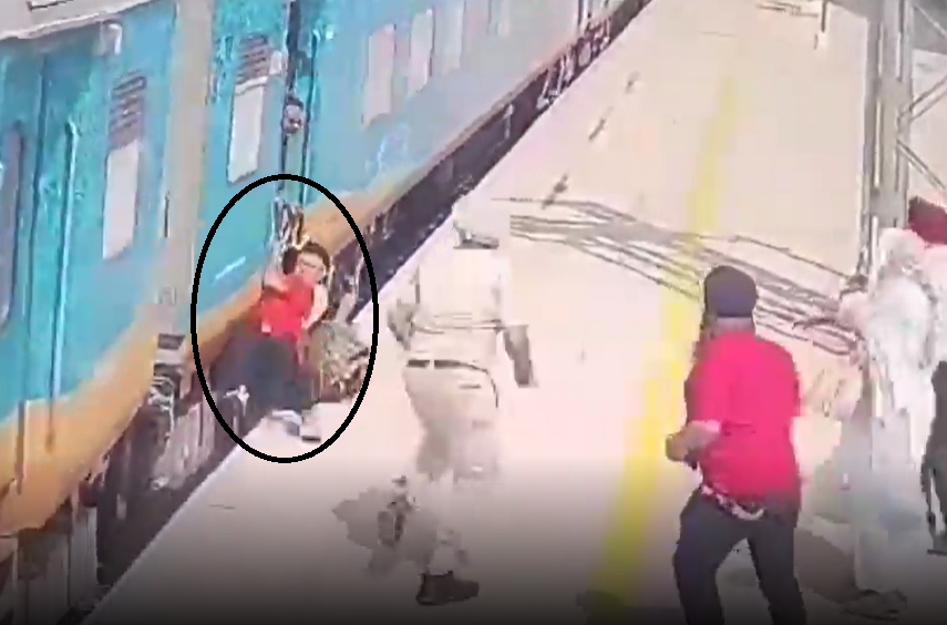 RPF constable saves man being dragged by train.