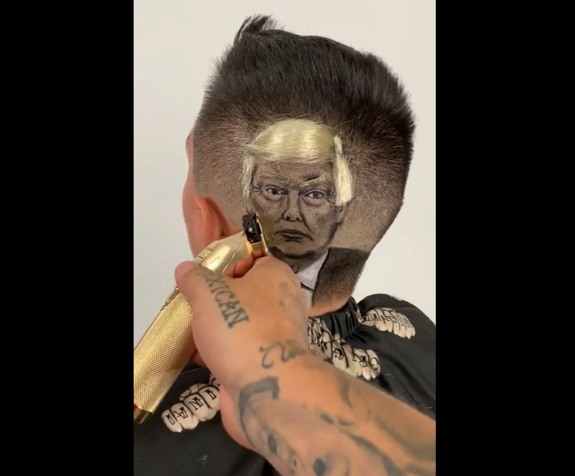 Trump's face shaved into man's head