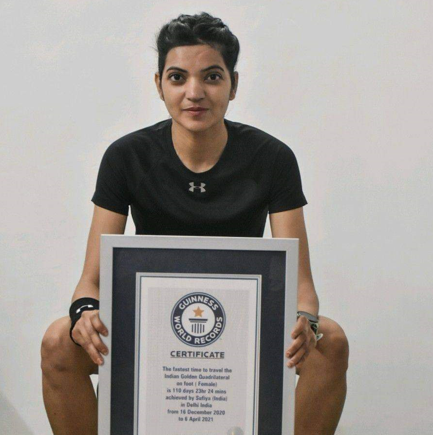 Sufiya Khan with her Guinness World Record certificate