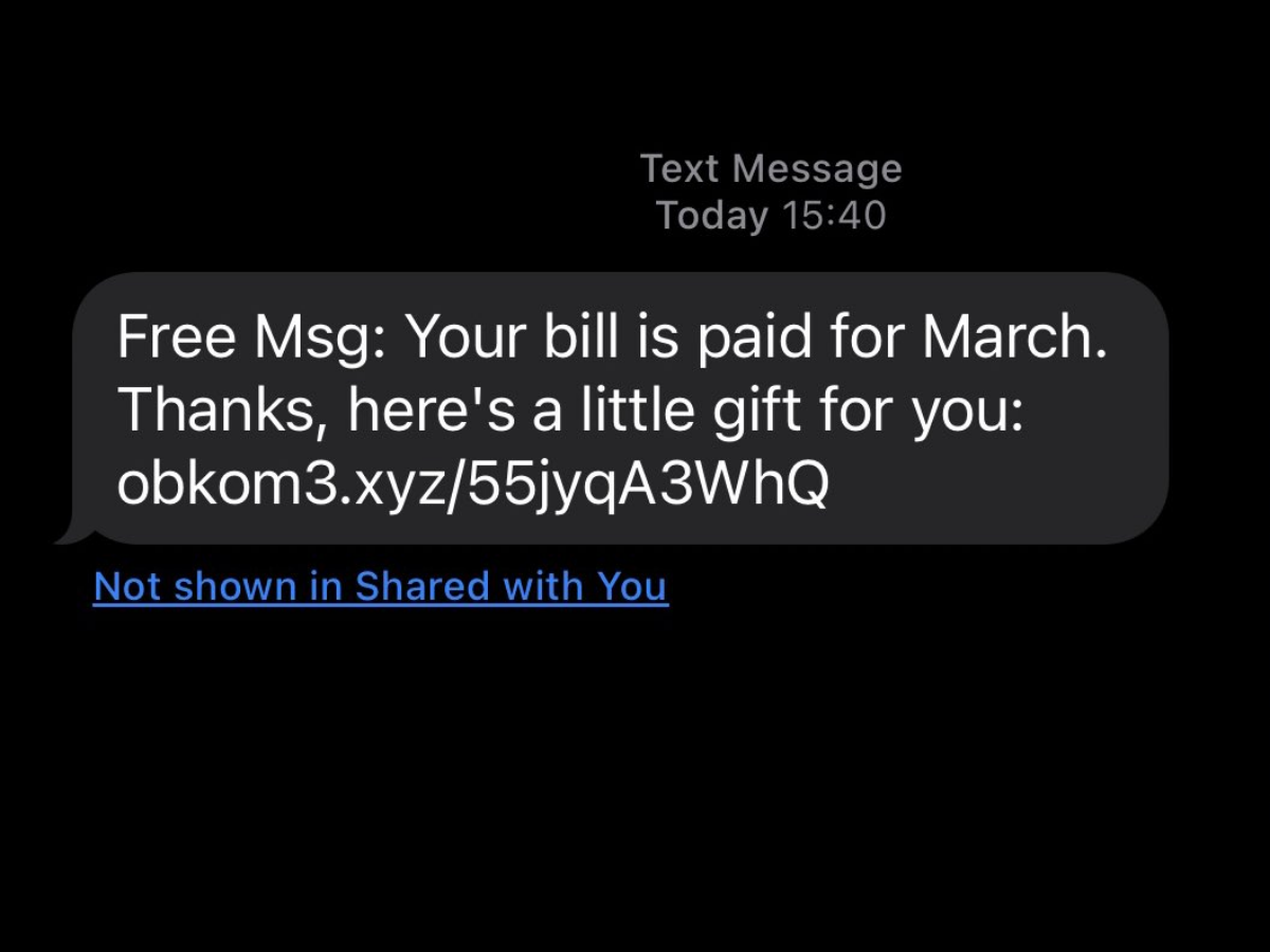 Spam text message from own phone number