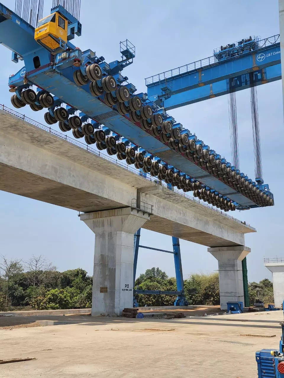 NHRCL puts on fast-track bullet train construction process girder launcher placed on viaduct of bullet train