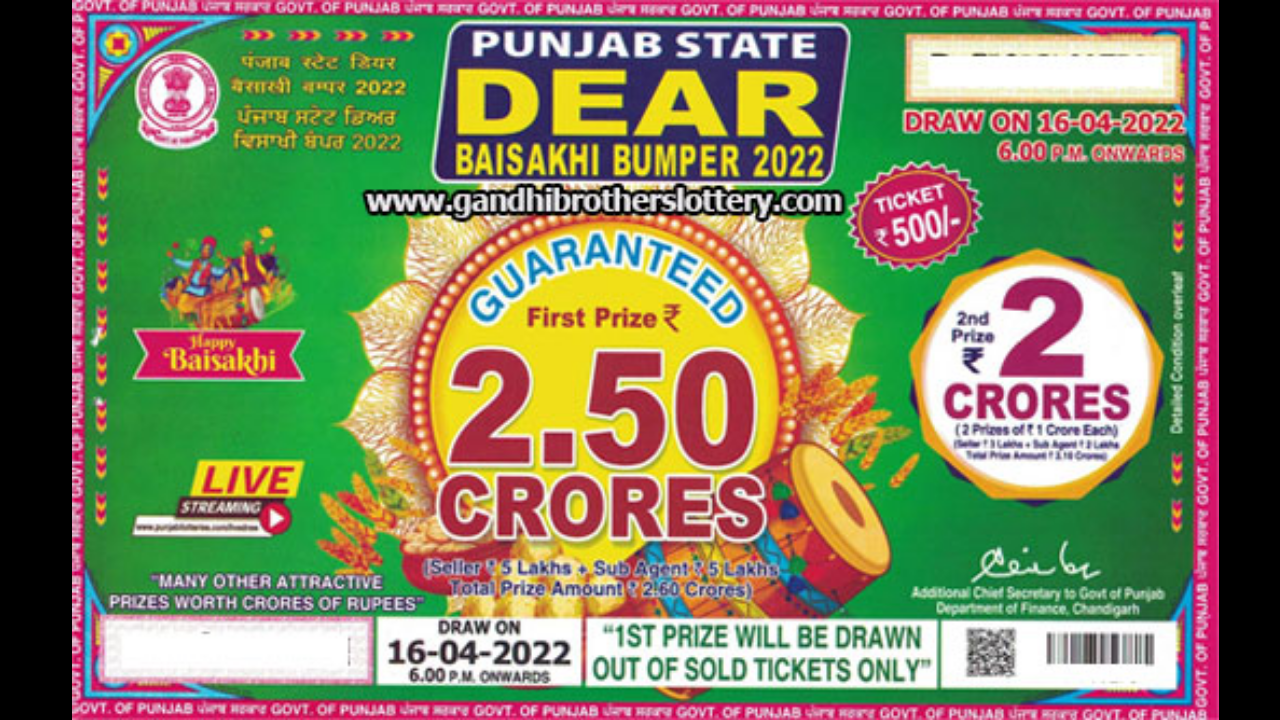 Punjab State Dear Baisakhi Bumper Lottery 2022 Result