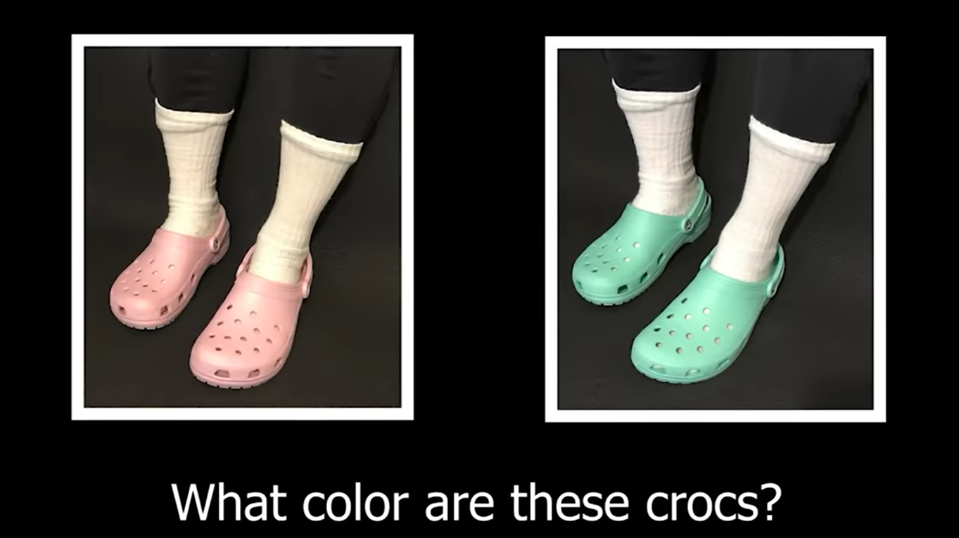 Crocs and socks optical illusion