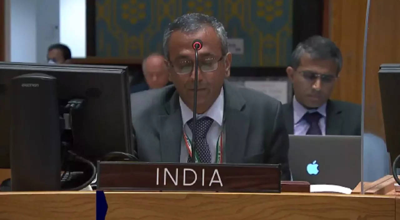 R Ravindra, India's Deputy Permanent Representative at UNSC meeting