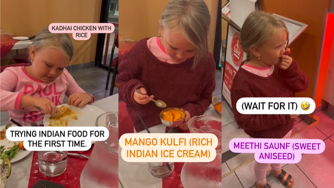 Little girl tries Indian food for first time