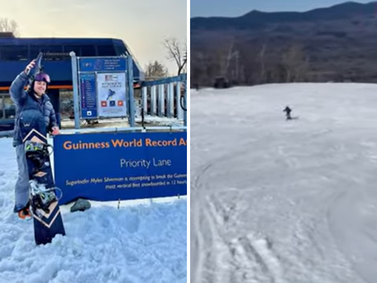 Viral video: Man travels downslope on a snowboard for 12 hours to set a new Guinness World Record