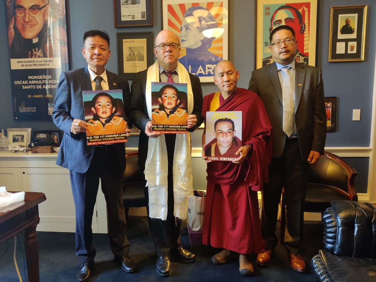 Tibet president Tsering extreme left Twitter off