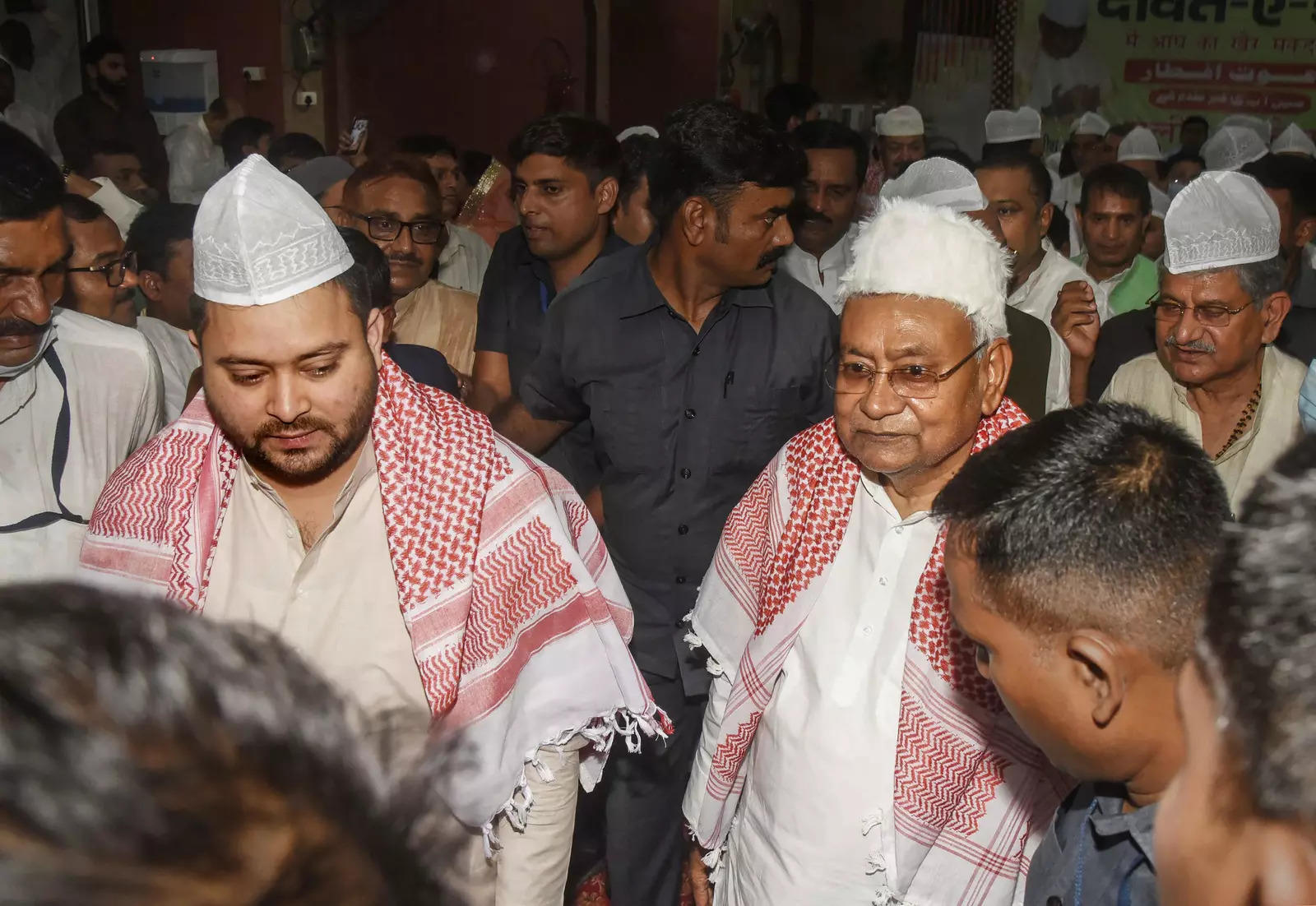 Bihar Chief Minister Nitish Kumar with RJD leader Tejashwi Yadav