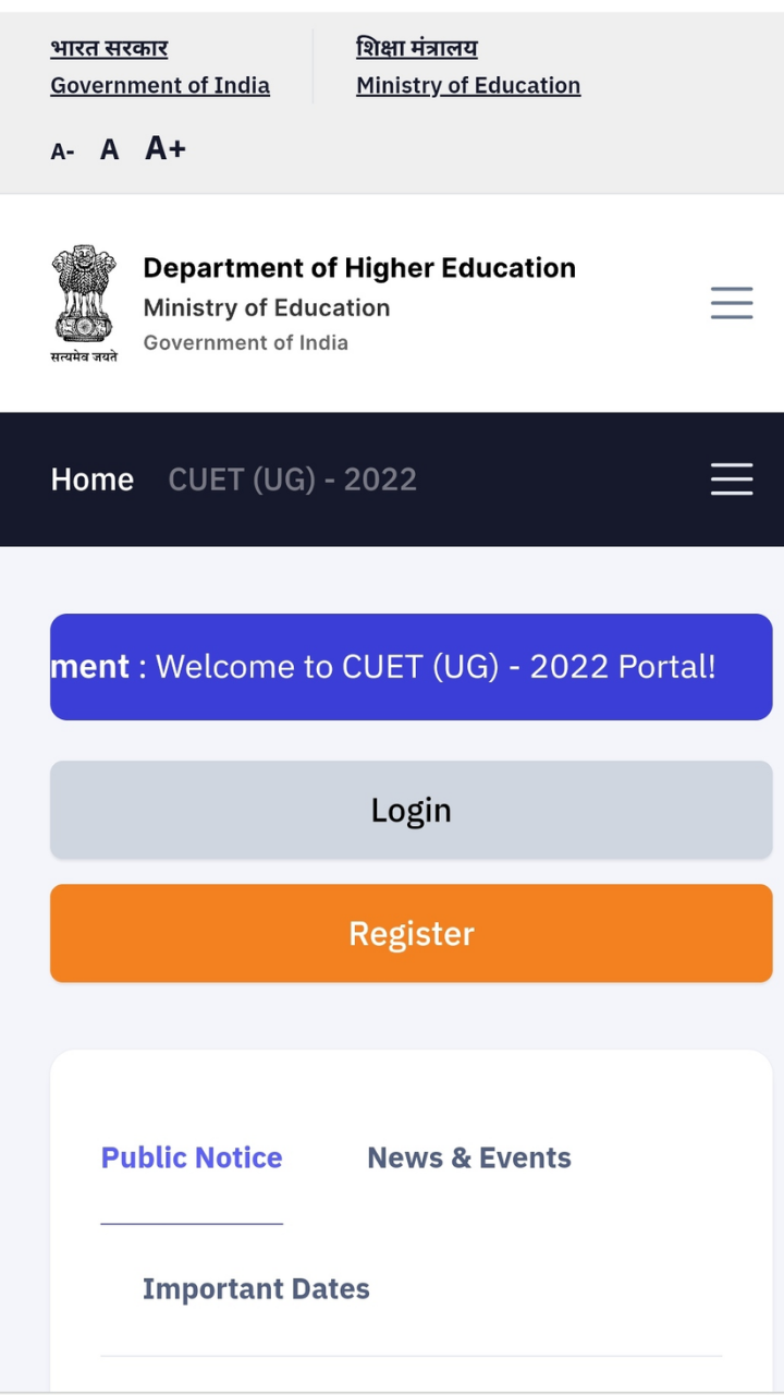 Visit the official website for CUET 2022