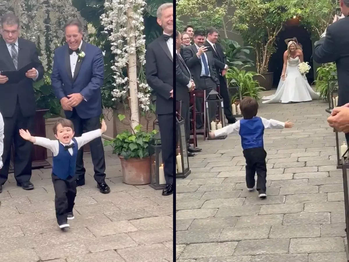 2-year-old Pierson can't contain his excitement to see his mother dressed as a bride | Image courtesy: Twitter