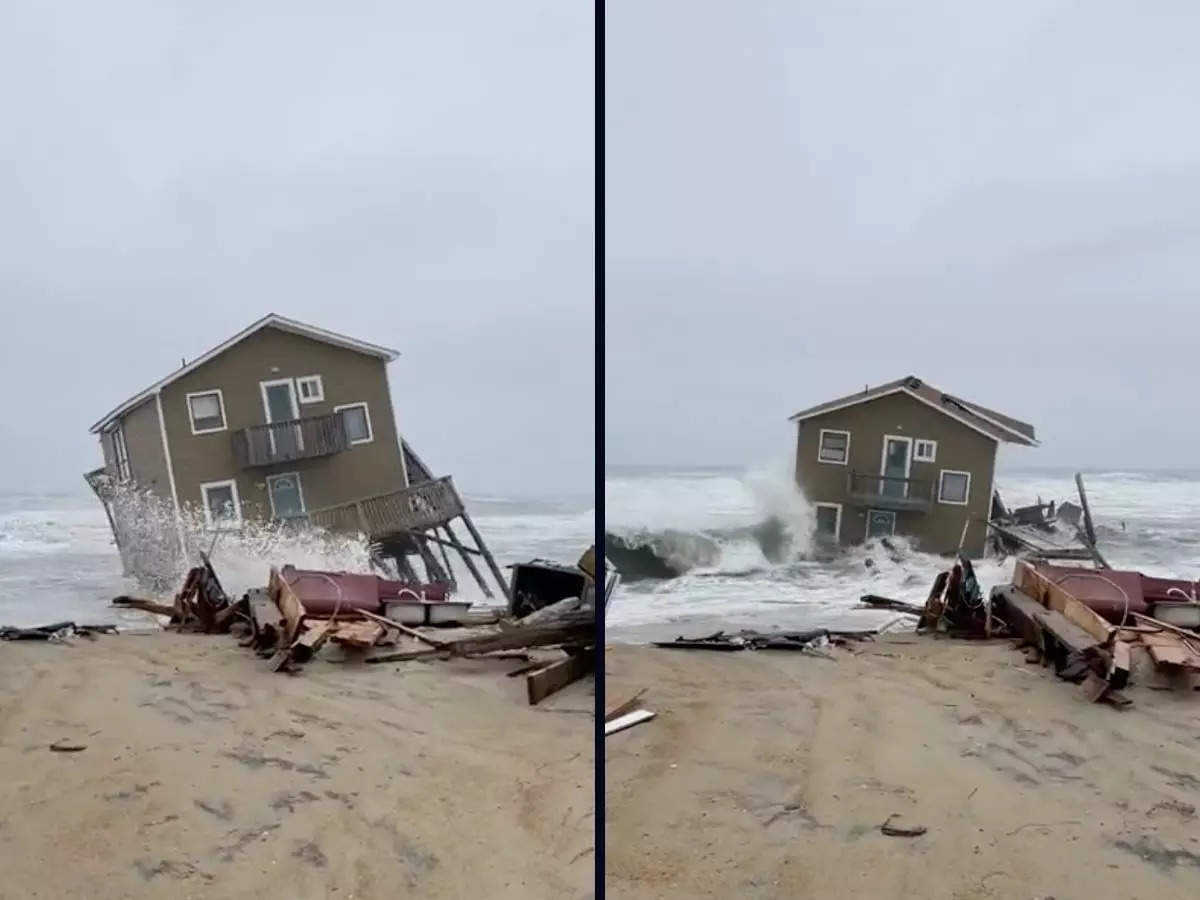 Video viral Rumah pantai Carolina Utara runtuh menjadi pelampung laut di tengah banjir pantai yang parah
