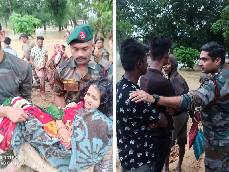Assam flash floods: Three dead, ninety four villages in six districts affected, Assam Rifles perform rescue operation