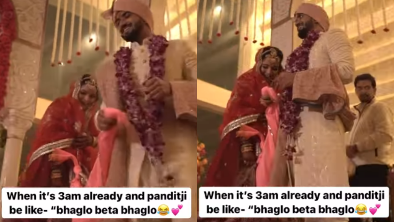 Viral video: Groom's trousers fall off right after jaimala; bride cracks up