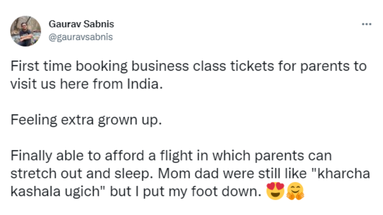 Man books business class tickets for his parents