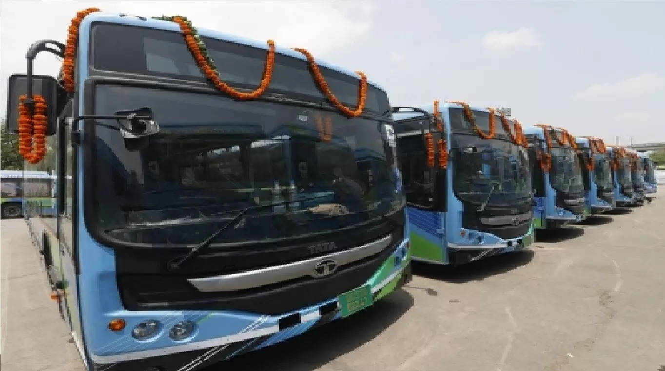 ​Delhi Chief Minister Arvind Kejriwal flagged off 150 new electric buses from Indraprastha Depot on Tuesday