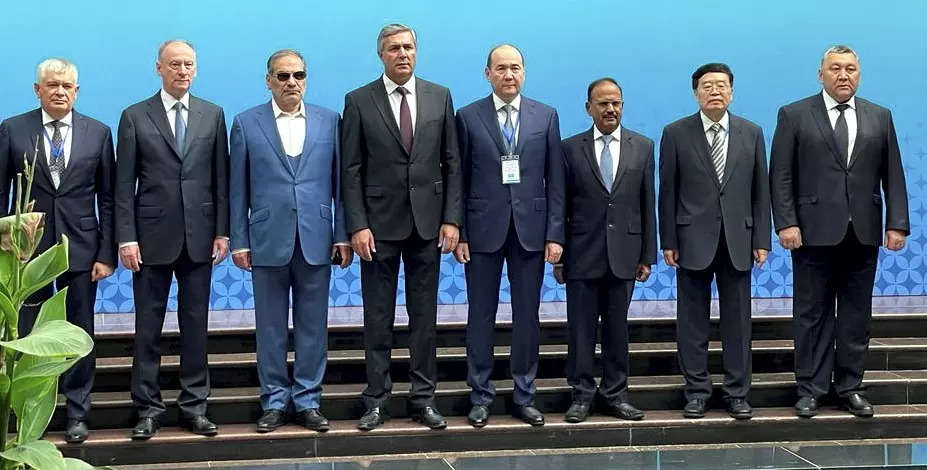 Dushanbe: NSA Ajit Doval in a group photograph with national security advisors/s...