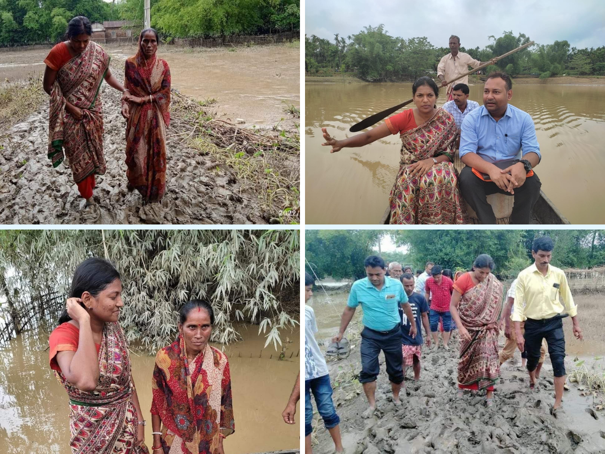 Keerthi Jalli with flood-hit people of Assam