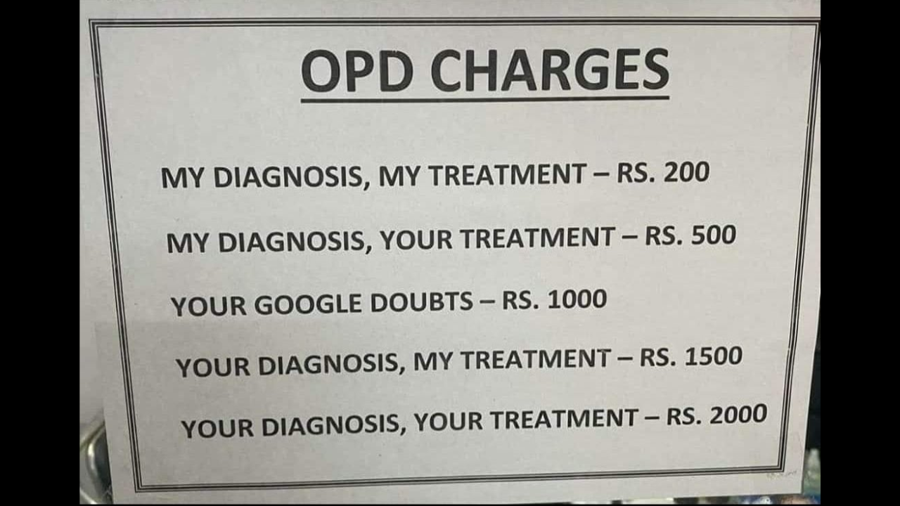 Rs 1,000 for your Google doubts: Photo of doctor's consultation charges goes viral
