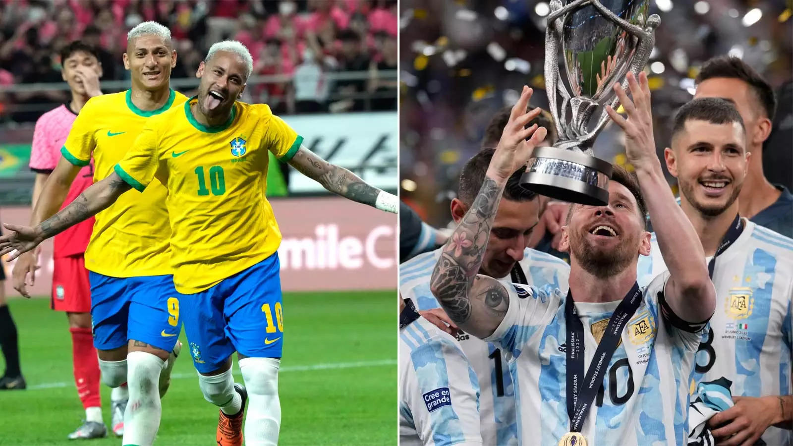 Haben sie die Weltmeisterschaft gewonnen? Neymar verspottet den Argentinier Lionel Messi für das Finale