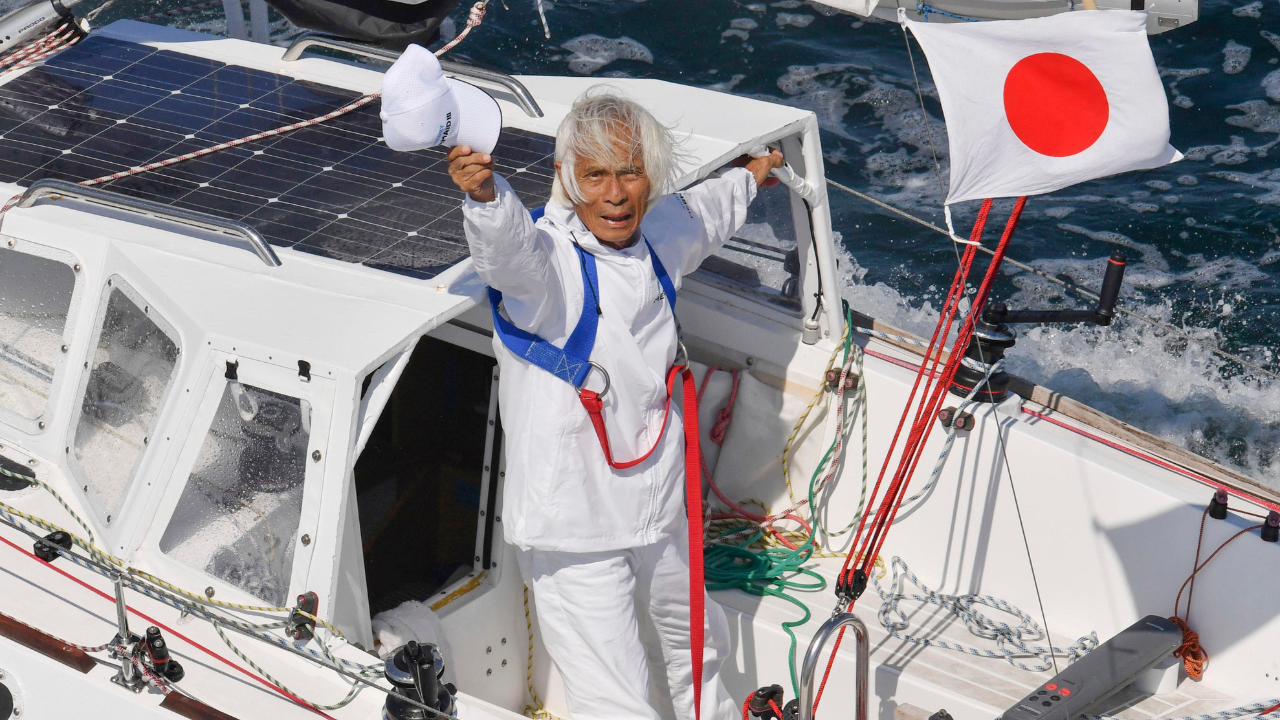 83-year-old Japanese Kenichi Horie is the oldest person to have sailed solo across the Pacific non-stop