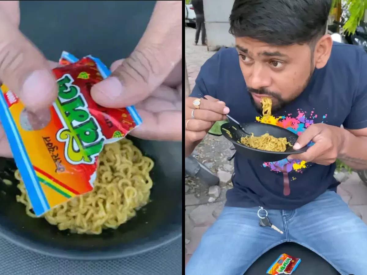 Indore man mixes Vimal pan masala with Maggi | Picture courtesy: Instagram/ r_bam_tv7