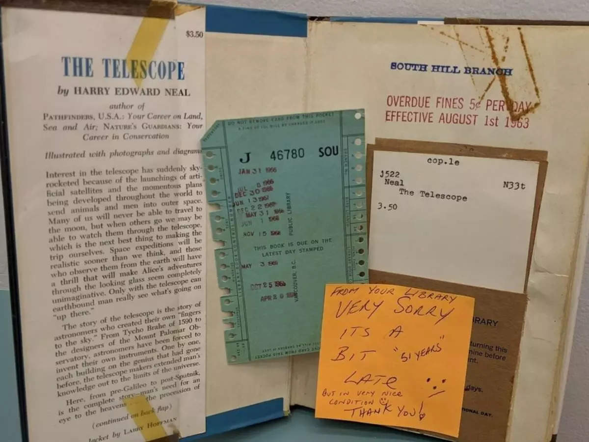 Book overdue 51 years returned to library | Picture courtesy: Instagram/@vancouverpubliclibrary