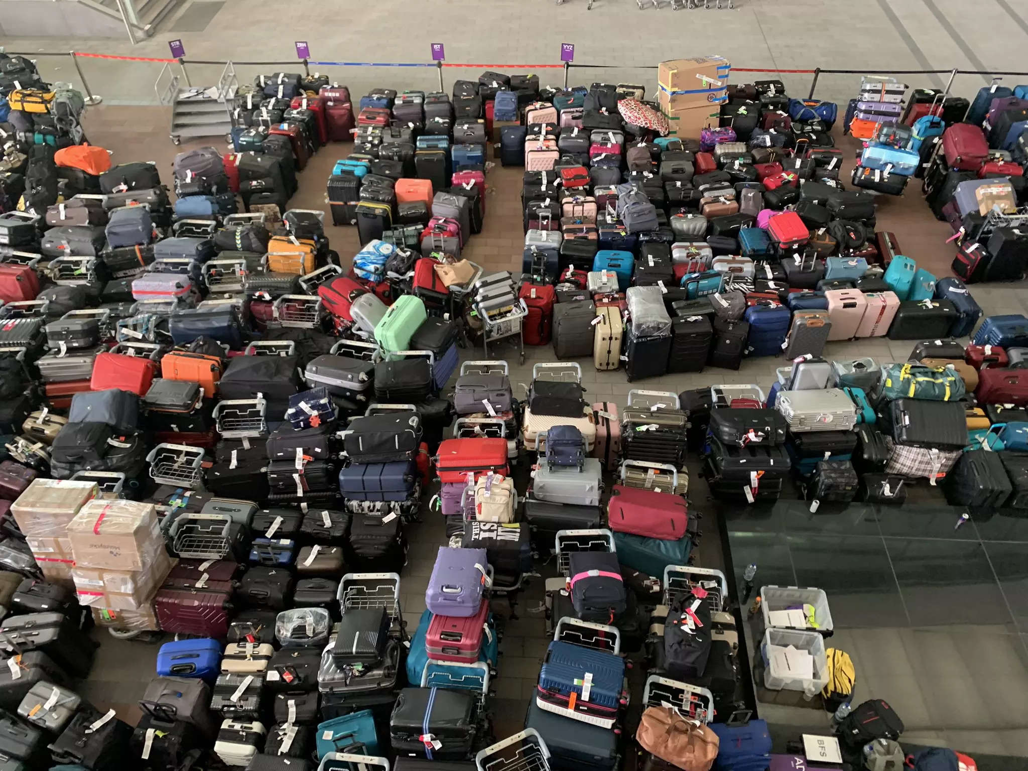 Heathrow luggage pile-up