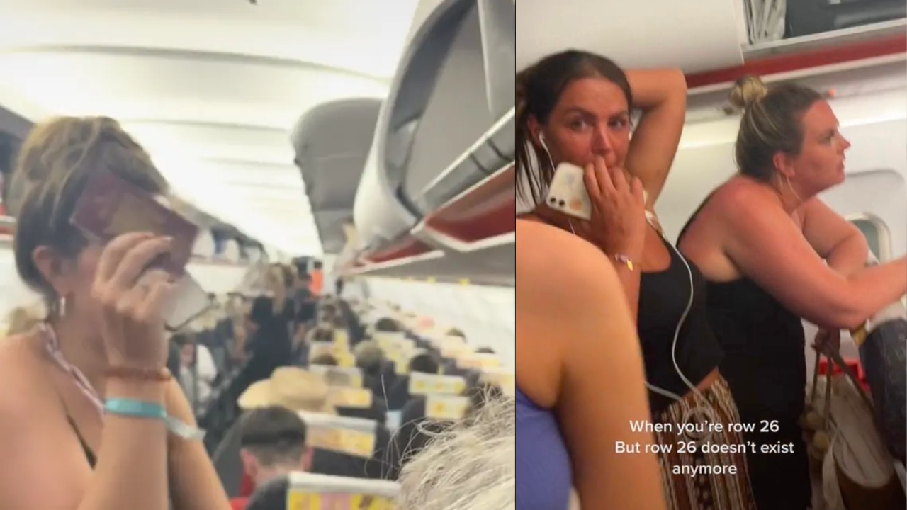 The women board the plane only to find their assigned seats don't exist