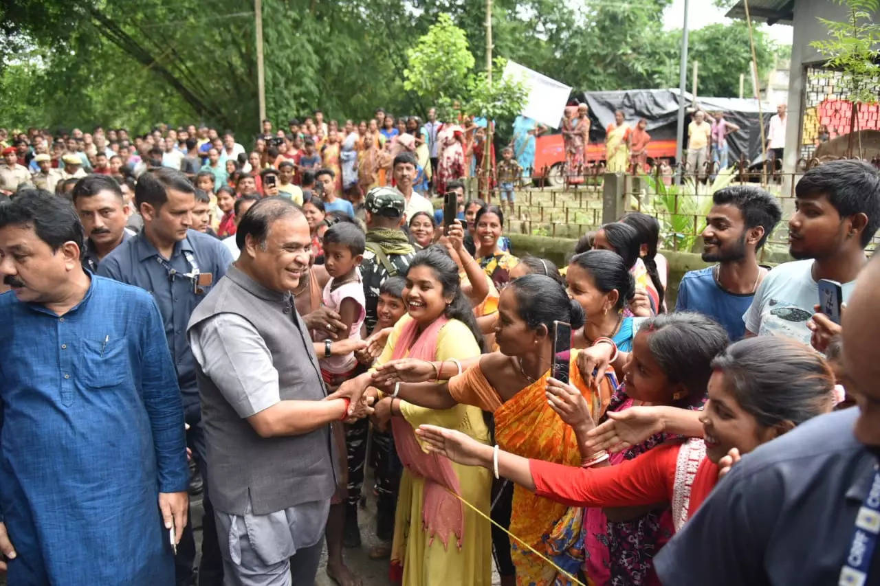 Assam Flood: CM Himanta Biswa Sarma Wades Through Floodwaters To Meet ...