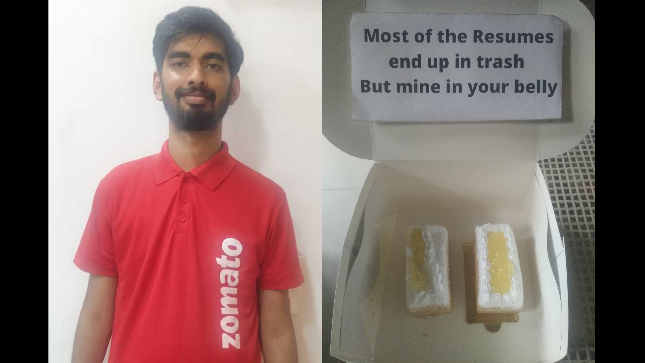 My CV is in your belly Bengaluru man dresses like Zomato executive delivering baked goods to start-ups with his CV