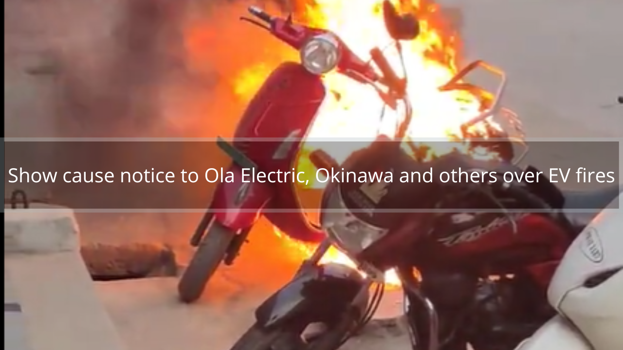 Electric two wheeler on fire