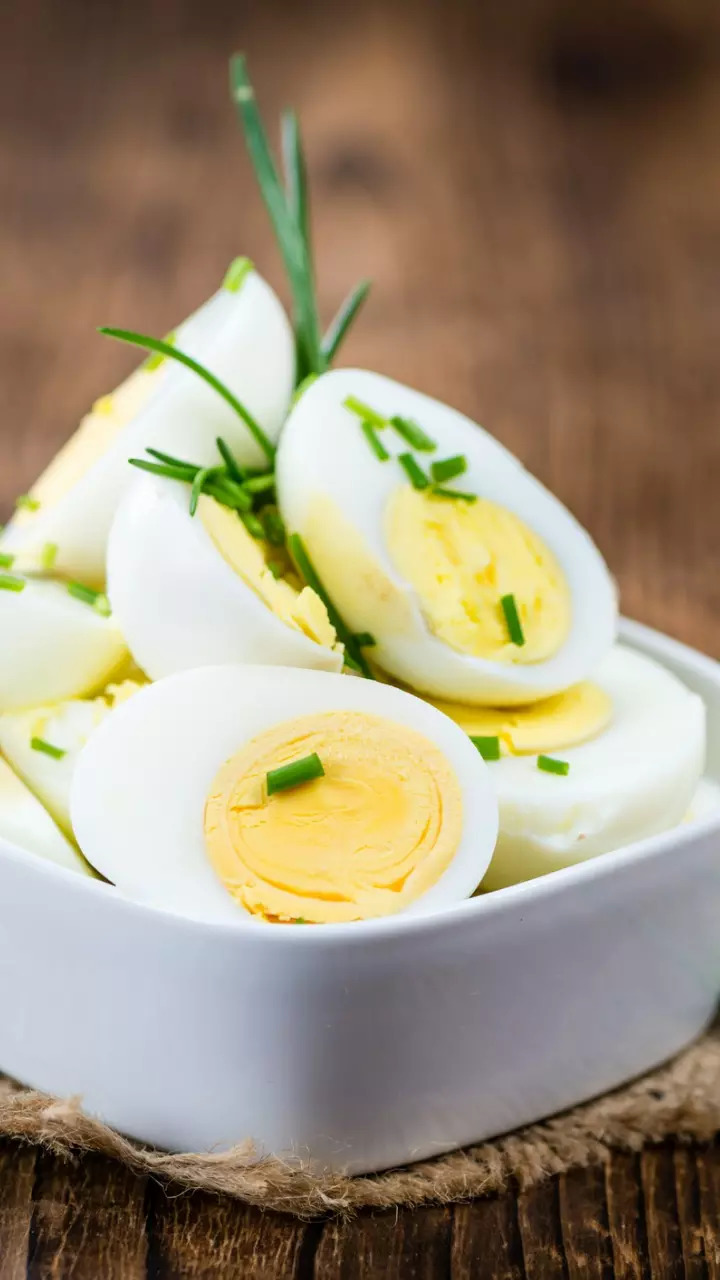 Boiled eggs over fried eggs