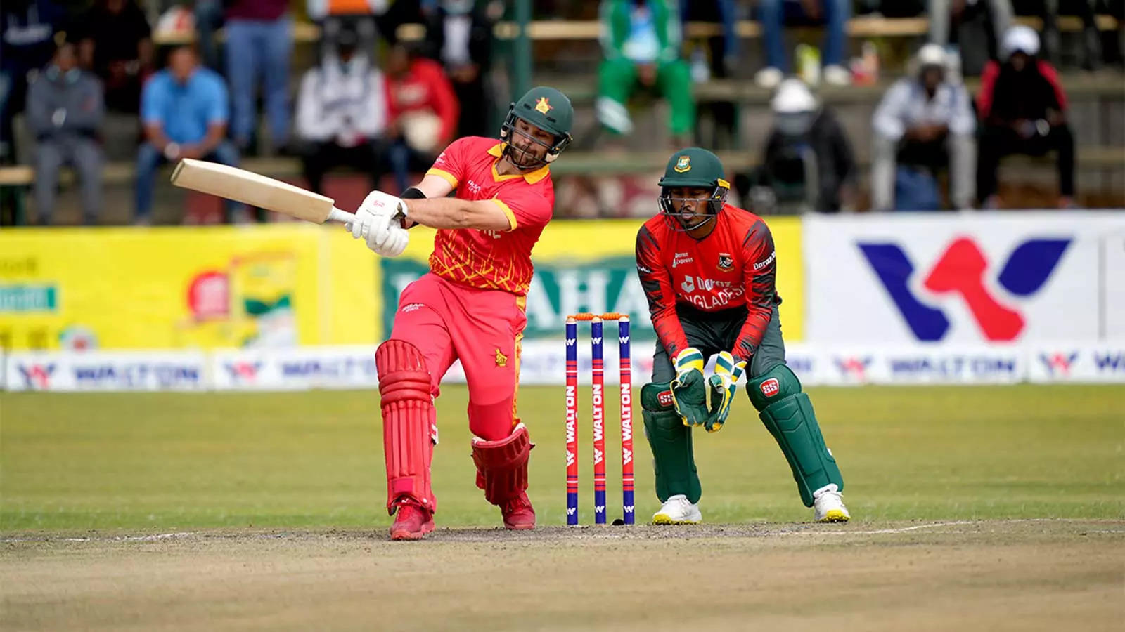 666646 Zimbabwe batsman Ryan Burl smashes 34 runs in single over vs Bangladesh - Watch Video