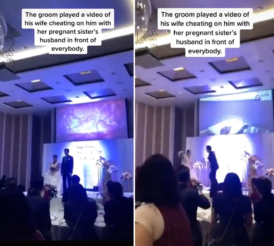 Recién casados ​​pelean en boda tras mostrar video de novia engañando al novio con su cuñado